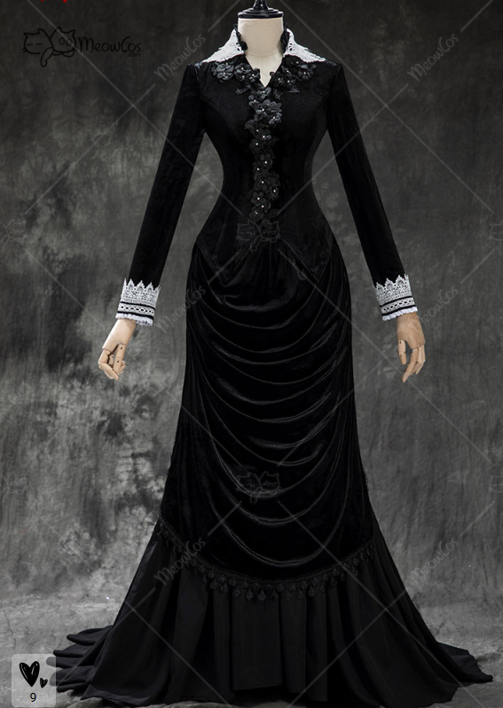 Anime Cosplay Com - MEOWCOS Dames Gothic Zwart Vintage Fluwelen