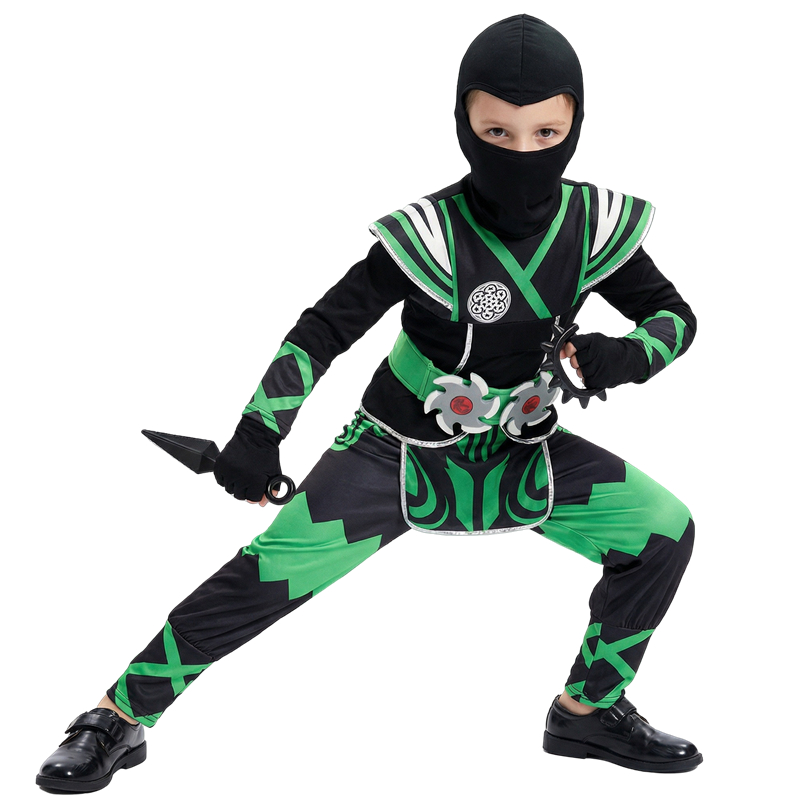 Anime Cosplay Japanese Girl - Japanse Ninja-kostuumset voor kinderen Groene Samurai-aankleding