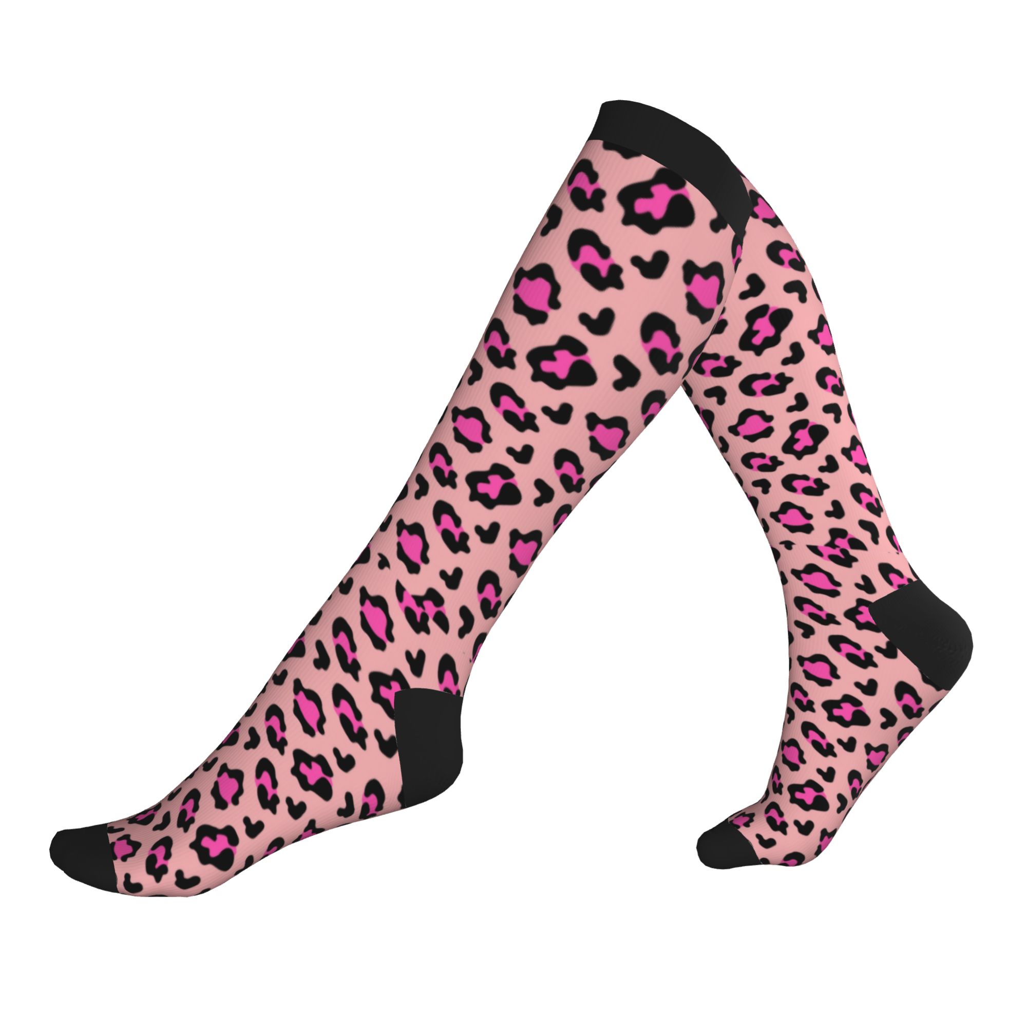 Anime Cosplay Simple - Roze gevlekte dierenpatroon sportcompressiesokken voor heren,