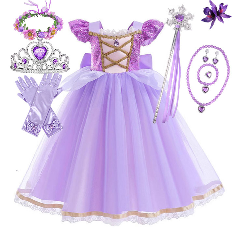 Anime Cosplay Simple - Tangled Animatiefilm Prinsessenkostuum Spelen Verkleedjurk Met