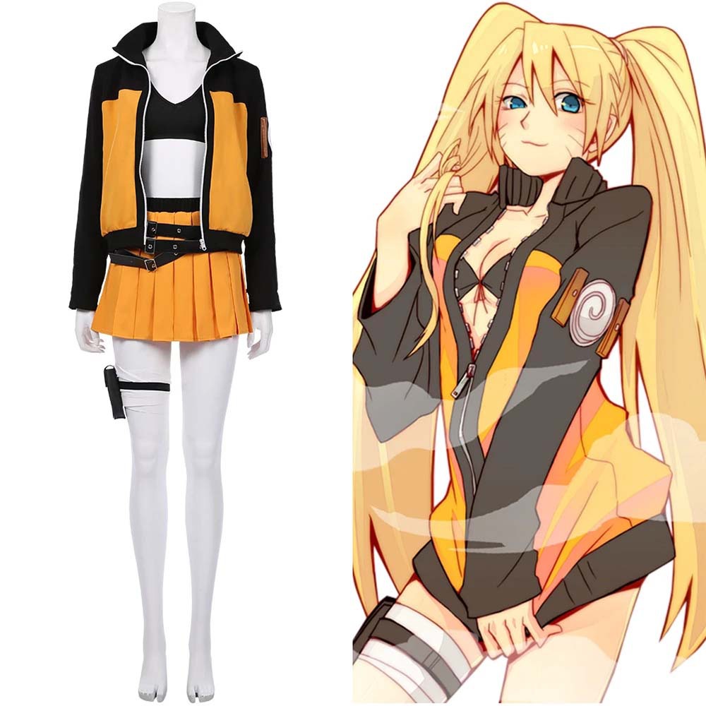 Anime Cosplay Simple - Anime Uzumaki cosplay kostuum damesset uniform